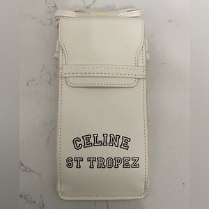 CELINE St. Tropez Cream Calfskin Leather Sunglasses/Phone Crossbody Pouch NEW